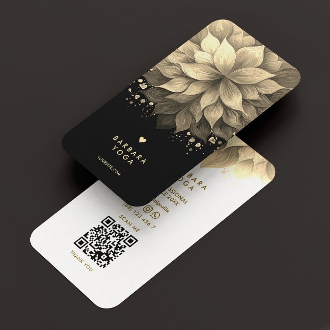 Massage Therapist Spa Elegant Black White Lotus Visitkort (Massage Therapist Spa Elegant Black White Lotus Business Card
)