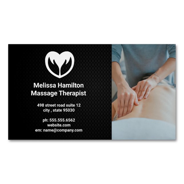Massage Therapist | Spa | Ikon för Heart Händer Magnetiska Visitkort (Framsida)