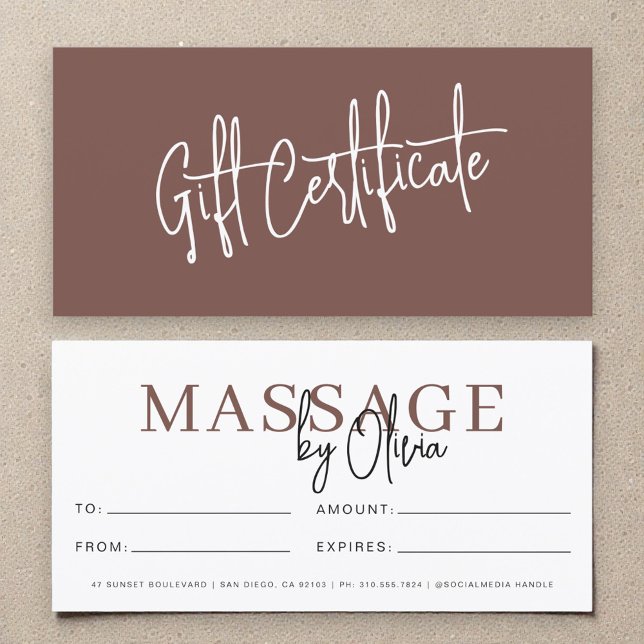 Massage Therapist Terracotta Gift Certificates (Skapare uppladdad)