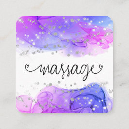** Massage Therapist Therapy Glitter Hearts Fyrkantigt Visitkort