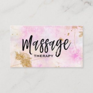 ** Massage Therapist Trendig Grunge Guld Rosa Visitkort