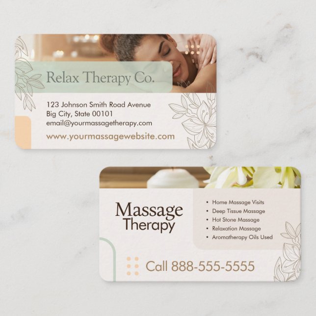 Massage Therapy Business Card Visitkort (Fram/baksida)