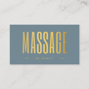 Massage Therapy Dusty Blue och Guld Visitkort