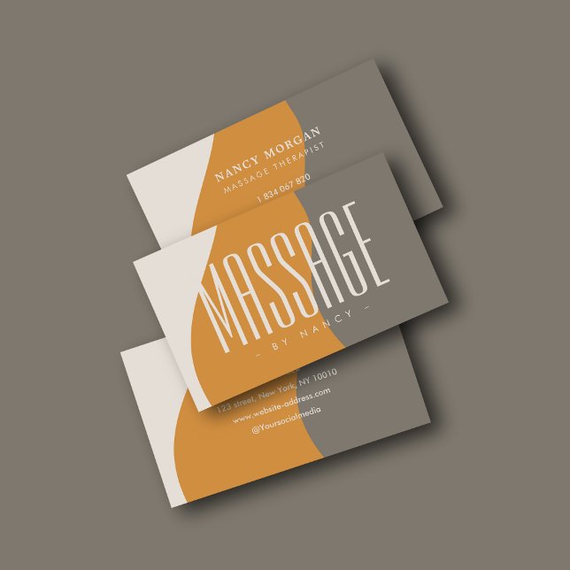 Massage Therapy Earth Tones Rustic Affärskort Visitkort (Skapare uppladdad)