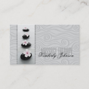 Massage Therapy Grått Kurvor & Black Stones Card Visitkort