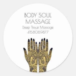 Massage Therapy Händer Promotional Runt Klistermärke