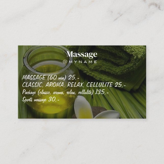 Massage Therapy Healing Händer Botanical Health Sp Visitkort (Framsida)