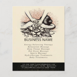 Massage Therapy Healing Händer Energy Spa Hälsa Flygblad