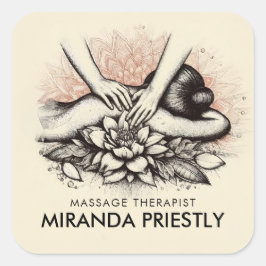 Massage Therapy Healing Händer Energy Spa Hälsa Fyrkantigt Klistermärke