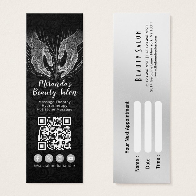 Massage Therapy Healing Händer Energy Spa Hälsa Litet Visitkort (Framsida & baksida)