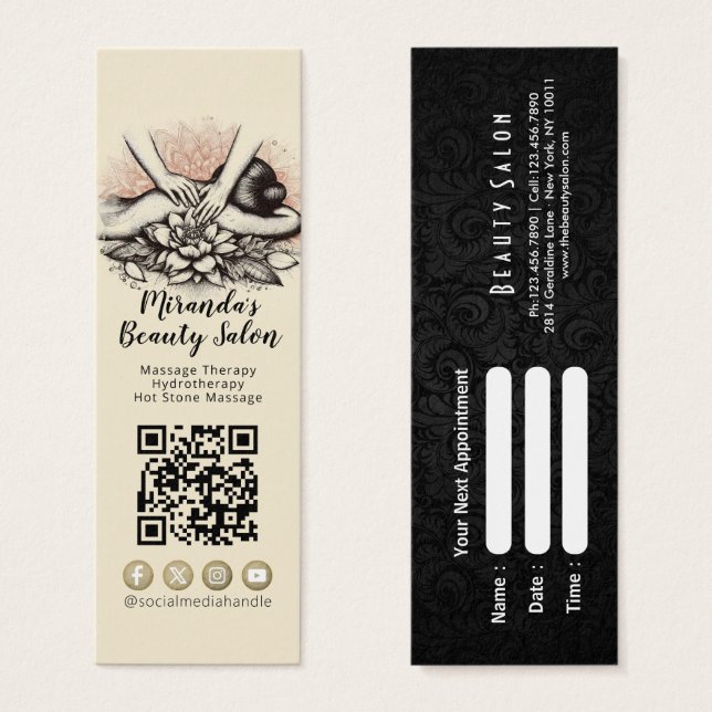 Massage Therapy Healing Händer Energy Spa Hälsa Litet Visitkort (Framsida & baksida)