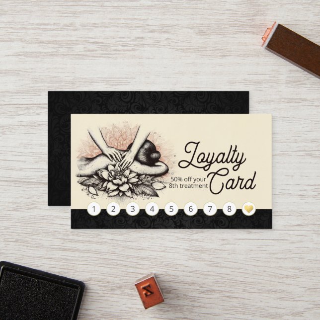 Massage Therapy Healing Händer Energy Spa Hälsa Lojalitetskort (Fram/Back In Situ)