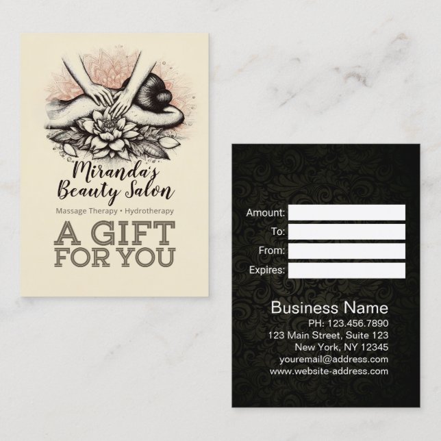 Massage Therapy Healing Händer Energy Spa Hälsa Rabattkort (Fram/baksida)