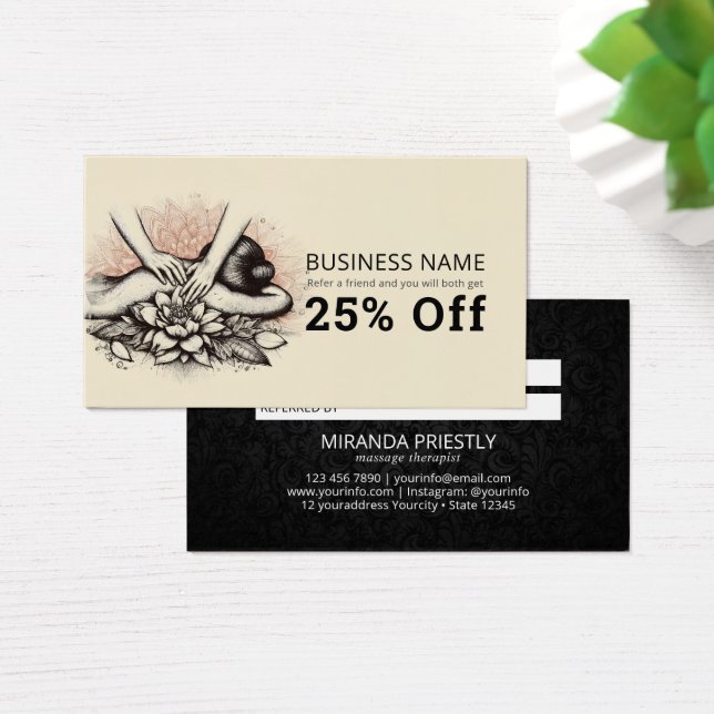 Massage Therapy Healing Händer Energy Spa Hälsa Visitkort (Skivbord)