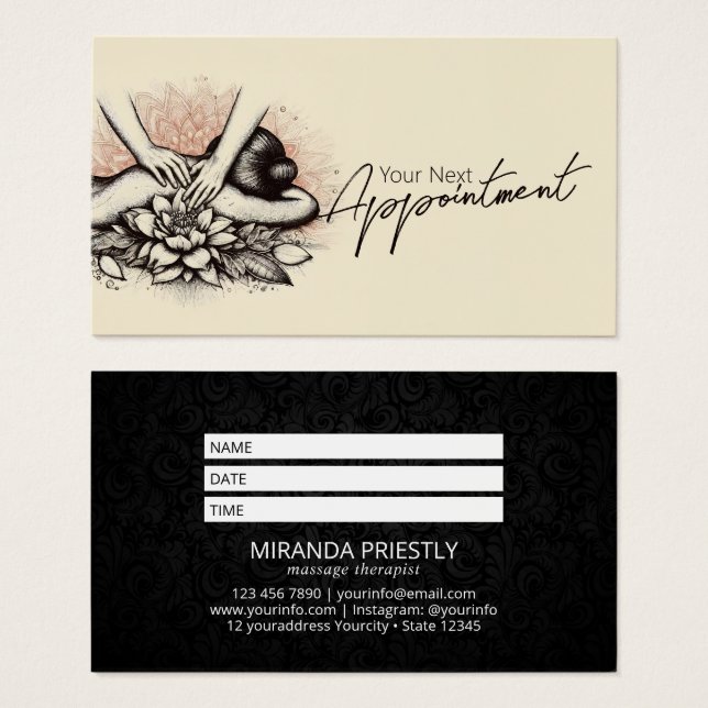 Massage Therapy Healing Händer Energy Spa Hälsa Visitkort (Framsida & baksida)