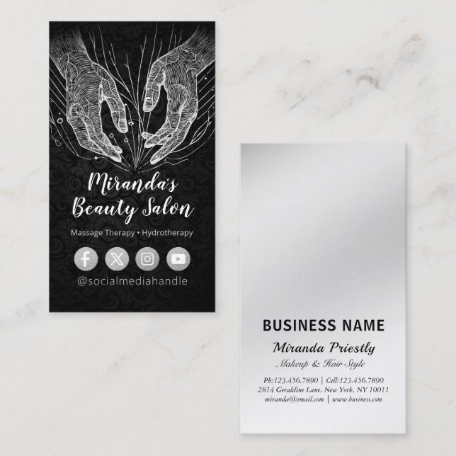 Massage Therapy Healing Händer Energy Spa Hälsa Visitkort (Fram/baksida)