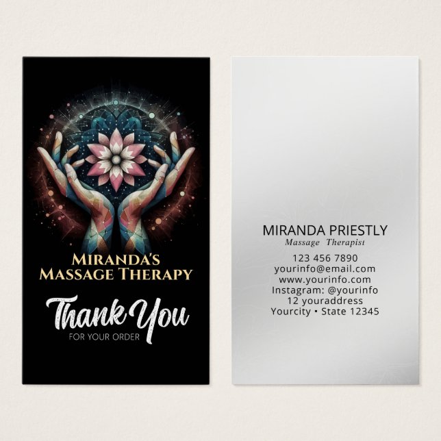 Massage Therapy Healing Händer Energy Spa Hälsa Visitkort (Framsida & baksida)