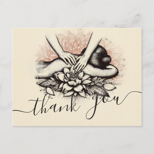 Massage Therapy Healing Händer Energy Spa Hälsa Vykort (Framsida)