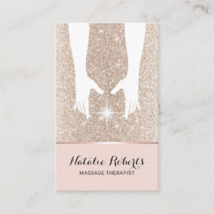 Massage Therapy Healing Händer Spa Guld Glitter Visitkort