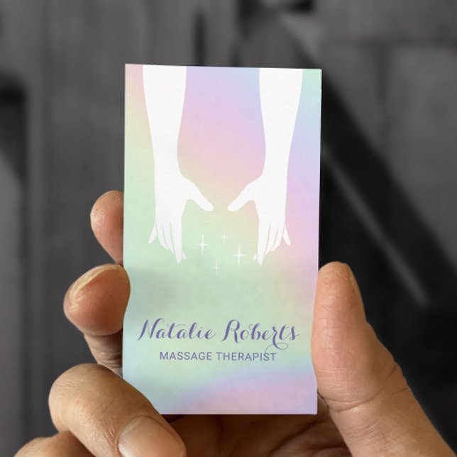 Massage Therapy Healing Händer Spa Holography Visitkort (Skapare uppladdad)