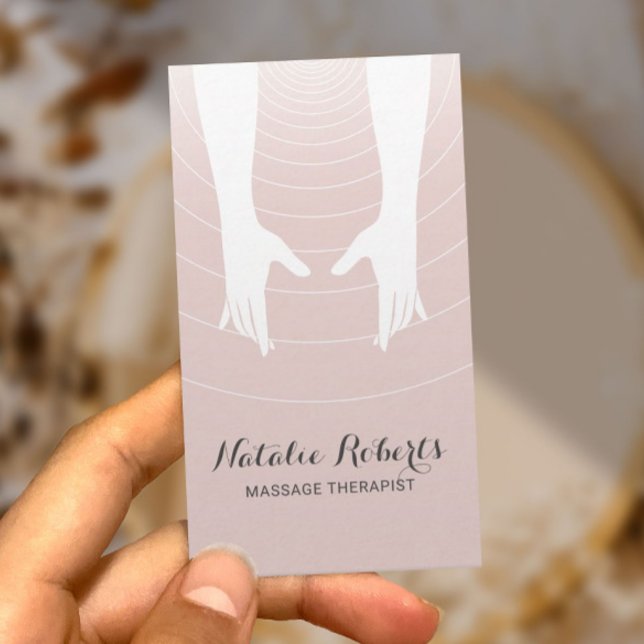 Massage Therapy Healing Händer Spa  Rosa Visitkort (Skapare uppladdad)