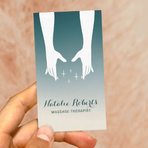 Massage Therapy Healing Händer Spa Teal Ombre Visitkort