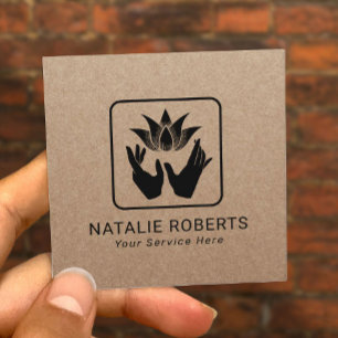 Massage Therapy Lotus Healing Händer Vintage Kraft Fyrkantigt Visitkort