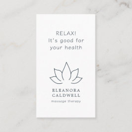 Massage Therapy Lotus Logotyp Charcol Grått on Whi Visitkort