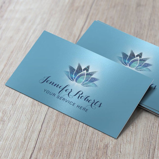 Massage Therapy Modern Blue Lotus Salon SPA Visitkort (Skapare uppladdad)