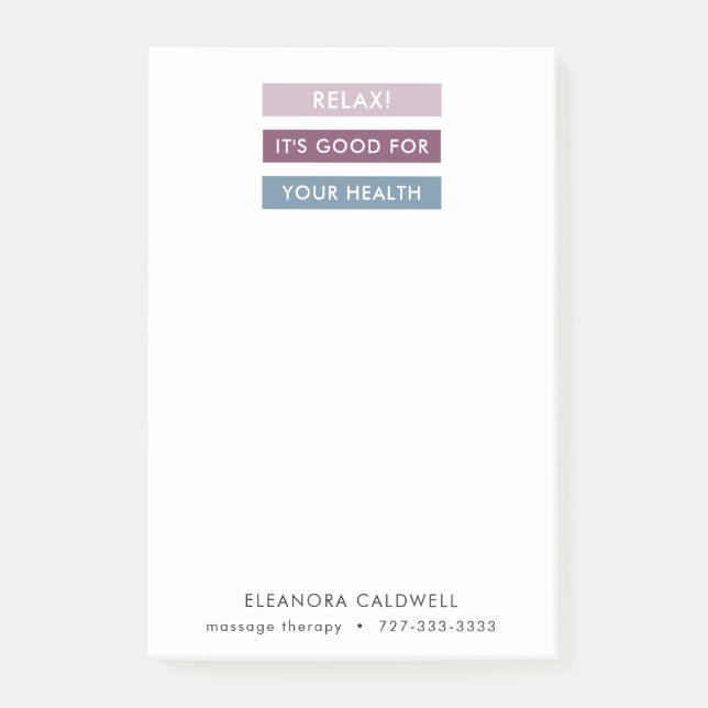 Massage Therapy Modern Rand Märkre Line Post-it Block (Framsida)