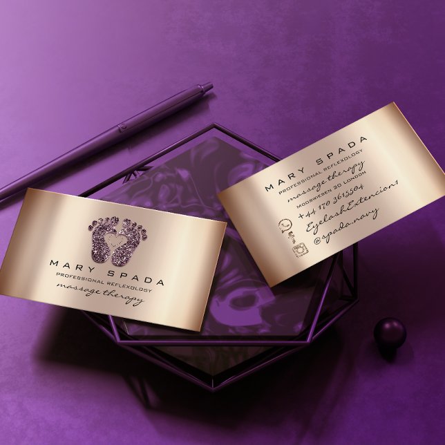 Massage Therapy Reflexology Feet Instagra Violet Visitkort (Skapare uppladdad)