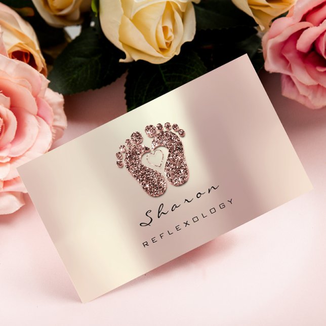 Massage Therapy Reflexology Ro Glitter Black Visitkort (Skapare uppladdad)