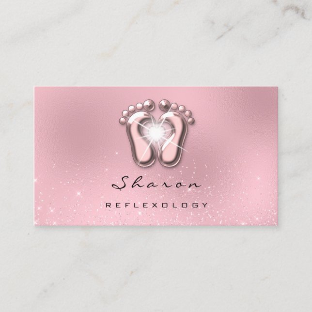 Massage Therapy Reflexology Therapy Rosa Spark Visitkort (Framsida)