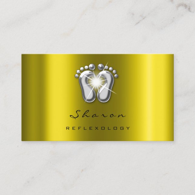 Massage Therapy Reflexology Therapy Silver Mustard Visitkort (Framsida)