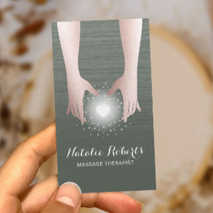 Massage Therapy Reiki Energy Healing Händer Grönt Visitkort