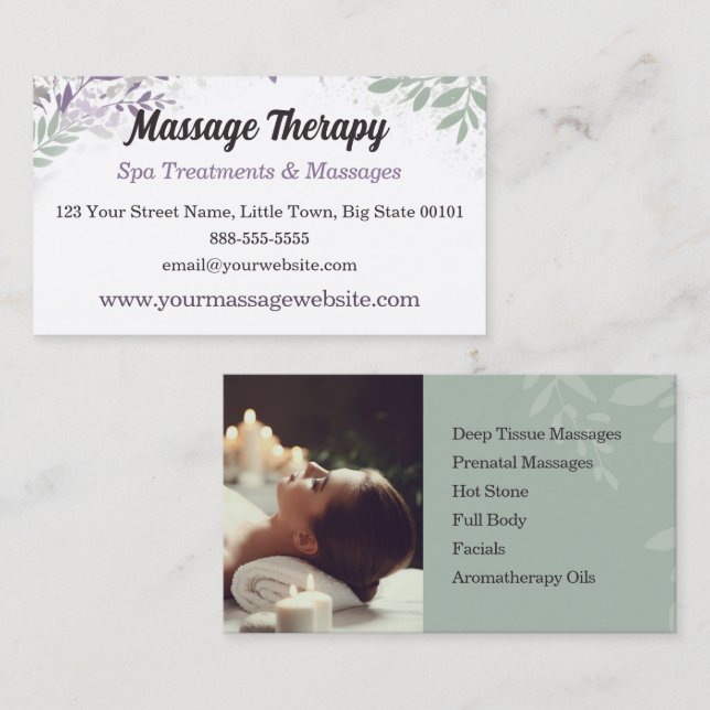 Massage Therapy Services Visitkort (Fram/baksida)