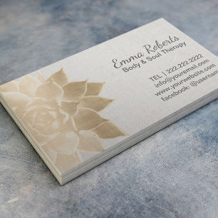 Massage Therapy Spa Guld Blommigt Vintage Linen Visitkort
