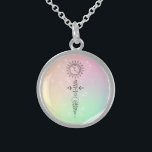 *~* Massage Woman - Måne Sol Nirvana Yoga Reiki Sterling Silver Halsband<br><div class="desc">Rund Sterling silver-metafysiskt Andlig nyålders halsband. * Energisparande, mycket lugnande, mjuk pastelliserad COSMIC Etheral Helig Geometry Symbol som skildrar väg till upplysning och Nirvana. Du kommer att märka att den här designen kan kommunicera med dig på en mycket djup nivå. Bakgrunden har en söt mousserande glitter struktur med olika skuggor...</div>