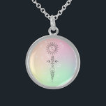 *~* Massage Woman - Måne Sol Nirvana Yoga Reiki Sterling Silver Halsband<br><div class="desc">Rund Sterling silver-metafysiskt Andlig nyålders halsband. * Energisparande, mycket lugnande, mjuk pastelliserad COSMIC Etheral Helig Geometry Symbol som skildrar väg till upplysning och Nirvana. Du kommer att märka att den här designen kan kommunicera med dig på en mycket djup nivå. Bakgrunden har en söt mousserande glitter struktur med olika skuggor...</div>