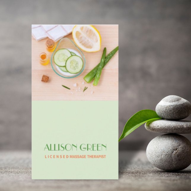 Massagebehandling Naturlig essentiell olja Aromate Visitkort (Massage Therapy Natural Essential Oil Aromatherapy Business Card)