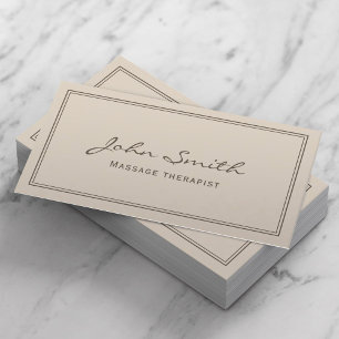 Massagebehandling Simple Framed Plain Beige Visitkort