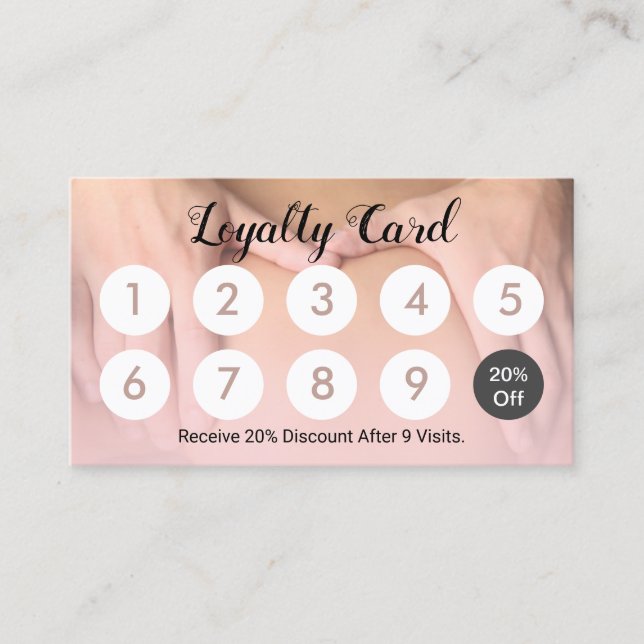 Massagebehandlingsintervall 10 Slår kundlojalitet Lojalitetskort (Framsida)