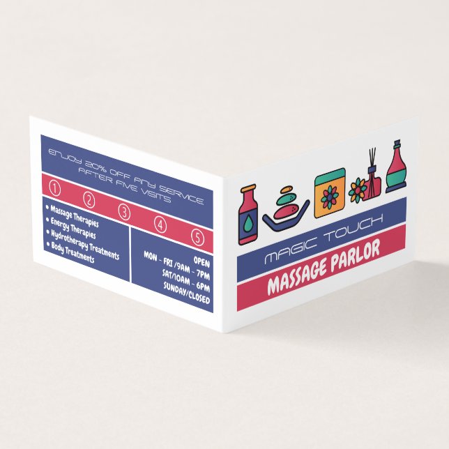 Massageikoner, massageterapeut, parlor Loyalty Visitkort (Utsida)