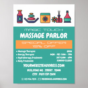 Massageikoner, massageterapi, massageparlor poster