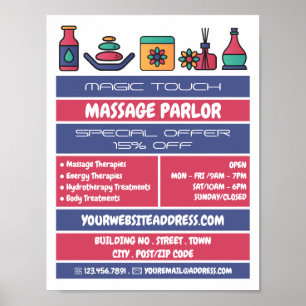Massageikoner, massageterapi, massageparlor poster