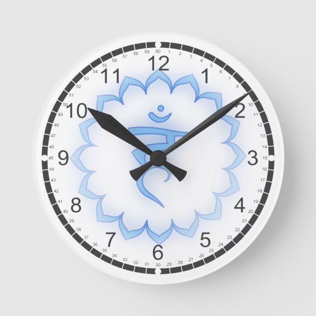 Massagerum för 7 Chakras tar tid på Rund Klocka (Framsida)