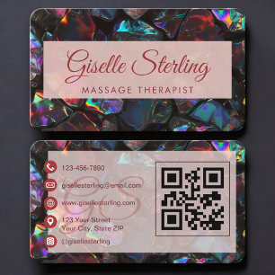 Massageterapeut Black Opal QR-kod Visitkort