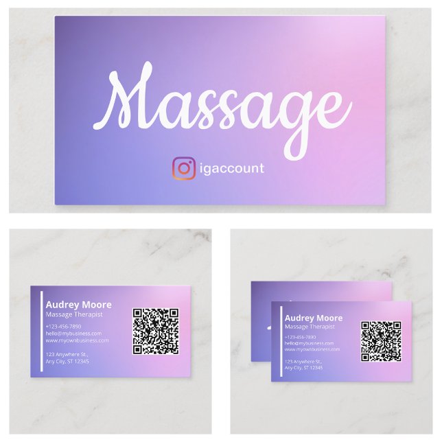 Massageterapeut Holistisk Välbefinnande QR-kod Visitkort (Massage Therapist Holistic Wellness QR Code Business Card
)
