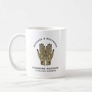 Massageterapeut Kroppsarbete Mehndi Henna händer Kaffemugg
