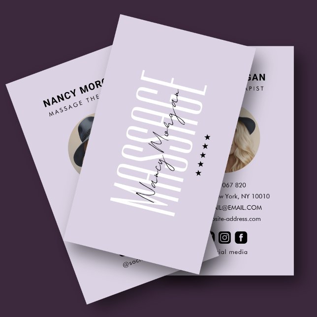 Massageterapeut Lila Minimalistisk Profilbild Visitkort (Skapare uppladdad)